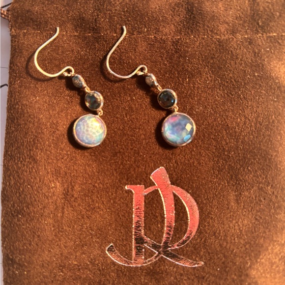 Elegant Silver and Blue Drop Earrings - Picture 2 of 3